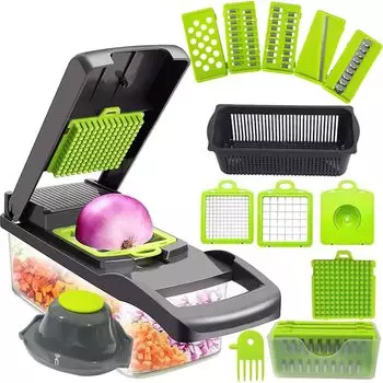 MGOXO Julienne Vegetable 8 in Multifunctional Professional Hand White Separator Included Slicer, Set, Cutter, 1, Slicer, Grade, Guard/Egg (Gray)