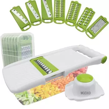 MGOXO Slicer Julienne Set Овощерезка Многофункциональная ломтерезка 8-в-1 (зеленый)
