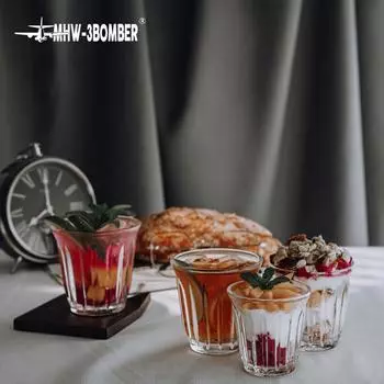 MHW 3BOMBER 90-320ml Clear Glass Coffee Cup Drinking Glasses for Espresso Cappuccino Juice Cocktails Kitchen Barista Glassware