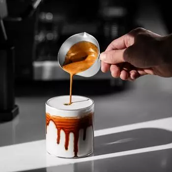 MHW-3BOMBER Espresso Measuring Cup with Handle Stainless Steel Coffee Shot Coffee Pouring Cup Home Kitchen Measuring Accessories 100ml