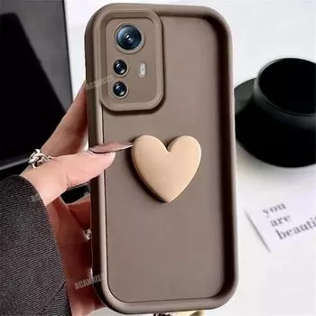 Mi12t 12tpro 12lite милый 3D Love Heart силиконовый чехол для Xiaomi Mi 12t Pro 12 Lite 5g Mi12 T женский кофейный матовый мягкий задний чехол For Mi 12 белый