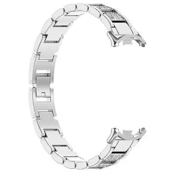 Mi Band 8 браслет металлический тонкий нарядный ремешок для Xiaomi Mi Band 8 браслет блестящий для женщин ремешок для часов ремешок из сплава серебристого цвета Mi Band 8 серебряный