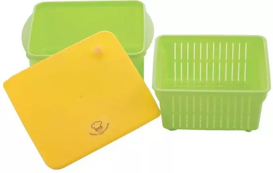 MI Creations Microwave Cooker Range Steamer Made in Japan with Colander Embossed Healthy 1.5L зелёный