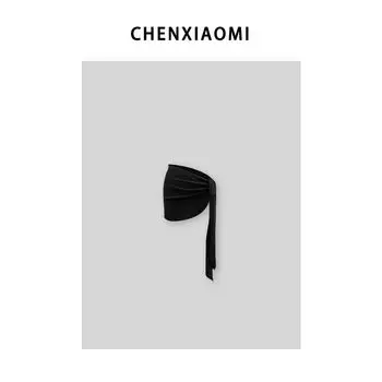 [Mi Mjhome] Весенняя фантазия Модный сексуальный комбинезон с V-образным вырезом и подплечниками 24z445-1/24q092 Black (Strap overskirt) S(90-105)
