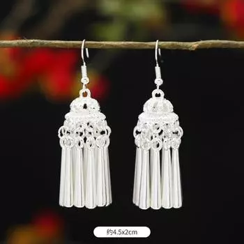 Miao Yin earrings retro exotic niche design long fringed earrings medium earrings women