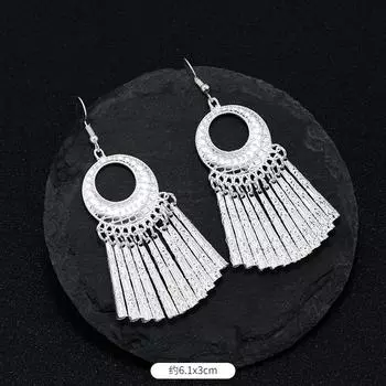 Miao Yin earrings women s retro niche high-end long fringed earrings vacation earrings