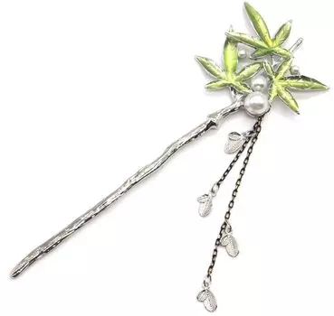 Miaomyao Одиночные японские волосы Молодая осень Тройные осенние серебряные аксессуары для волос [Miaomyao] Шпилька, Шпилька, Стиль, Tomesode, Украшение, Жемчуг, Антиквариат, зелёный