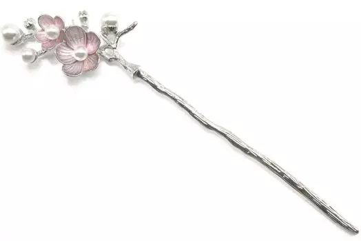 Miaomyao Одиночный японский волос кубической вишни серебряный аксессуар для волос [Miaomyao] Шпилька, шпилька, стиль, Tomesode, украшение, металл, антиквариат, цирконий, розовый