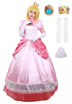 Miccostumes Costume Princess Cosplay Costume Pink Dress Luxury with Crown Women s (L) розовый