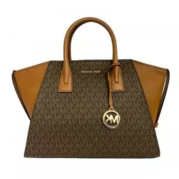 Michael Kors Avril To Zi Кожаная сумка SIGNATURE через плечо Сумка коричневая mk gold