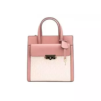 Michael Kors Cece Маленькая розовая сумка-тоут из ПВХ с клапаном North South с клапаном через плечо Женская сумка-мульти