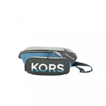 Michael Kors Cooper Большой синий кожаный ремень с вышивкой логотипа Женская сумка