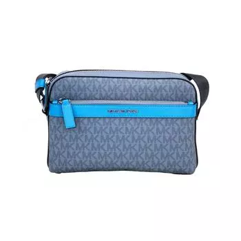 Michael Kors Cooper Маленькая синяя мульти-форменная женская сумка через плечо из ПВХ, мульти-