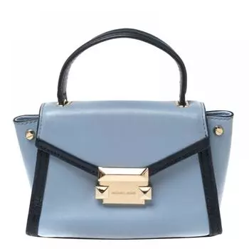 Michael Kors Двухцветная кожаная мини-сумка Whitney с ручкой сверху синий
