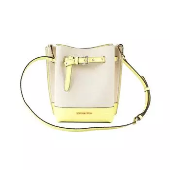 Michael Kors Emilia Маленькая парусиновая кожаная сумка-мешок со змеиным принтом Сумка-мессенджер через плечо Женская желтая