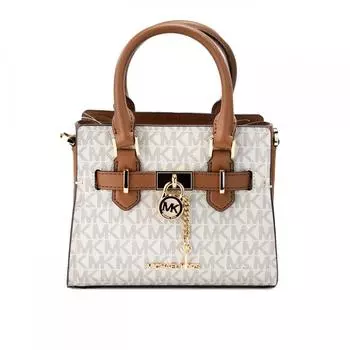 Michael Kors Hamilton XS Маленькая кожаная сумка-портфель из ПВХ цвета слоновой кости Женская сумка через плечо мульти