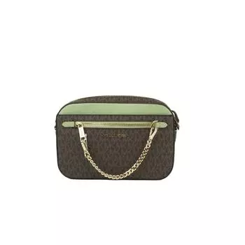 Michael Kors Jet Set Большая женская сумка через плечо из кожи EW Sage на молнии с цепочкой и цепочкой, мультицветная