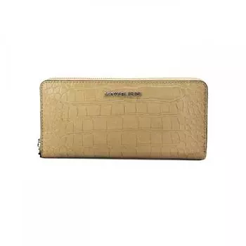 Michael Kors Jet Set Большой кожаный женский кошелек с принтом животных верблюжьего цвета, континентальный, на запястье, мульти
