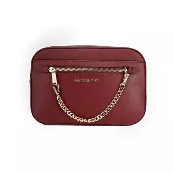 Michael Kors Jet Set East West Большая женская сумка через плечо из кожи вишневого цвета с цепочкой на молнии, мульти