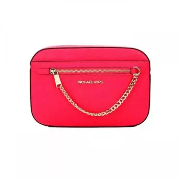 Michael Kors Jet Set East West розовая кожаная женская сумка через плечо с цепочкой на молнии, мульти