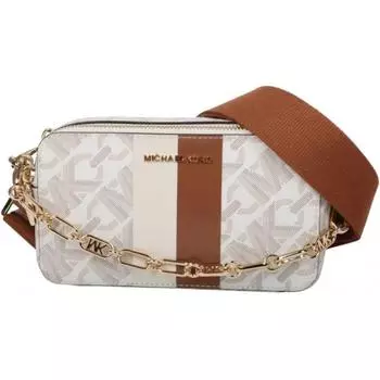 MICHAEL KORS Jet Set, маленькая сумка Xbody с цепочкой для фотоаппарата на двойной молнии, ванильный багаж, ванильный багаж