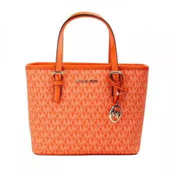 Michael Kors Jet Set Poppy Signature XS Carryall Top Zip Tote Bag Women s Purse multi