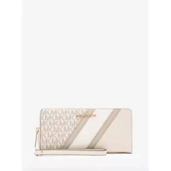 Michael Kors Jet Set Travel Дорожный континентальный кошелек Большой Mk Signature 35r3gtve7b2605 Светло-кремовый Мульти F