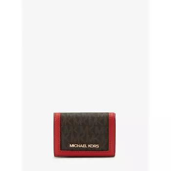 MICHAEL KORS JET SET TRAVEL Кошелек тройного сложения на молнии Очень маленький MK Signature 35F3GTVD0B1814 Темная Сангрия