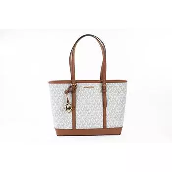 Michael Kors Jet Set Travel Маленькая сумка-тоут из ПВХ цвета слоновой кости, женская сумка-кошелек, мульти