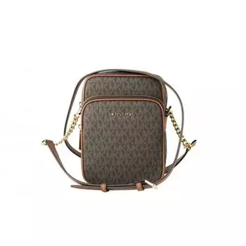 Michael Kors Jet Set Travel Signature Logo Сумка через плечо F с цепочкой и цепочкой, новинка mk, коричневое золото