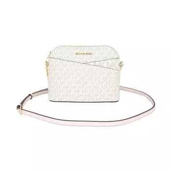 Michael Kors Jet Set Travel Средняя кожаная сумка через плечо с крестообразным куполом, цвет слоновой кости