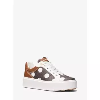 Michael Kors Кроссовки Romey Polka Dot Signature Logo Platform Sneakers 49s5rmfs1b1276 Brown Multi 5.5