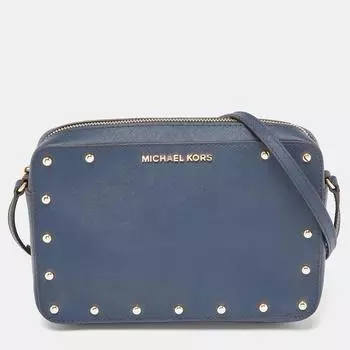 Michael Kors Leather Sandrine Stud Crossbody Bag blue