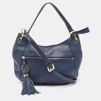 Michael Kors Leather Tassel Crossbody Bag blue