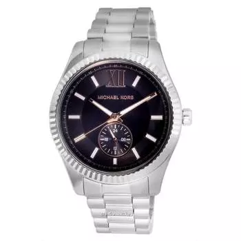 Michael Kors Lexington Многофункциональные кварцевые мужские часы из нержавеющей стали с черным циферблатом MK8946 100M чёрный