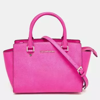 Michael Kors Magenta Selma Tote Medium из сафьяновой кожи розовый