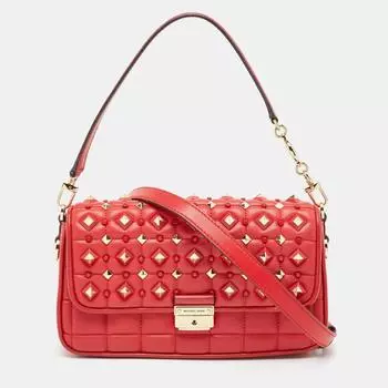 Michael Kors - Маленькая стеганая кожаная сумка-трансформер Bradshaw с заклепками красная