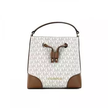 Michael Kors Mercer Маленькая женская кожаная сумка-ведро цвета слоновой кости через плечо, мульти