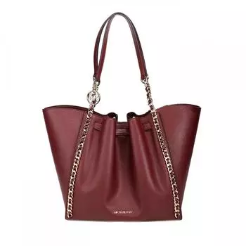 Michael Kors Mina Large Cherry Leather Belted Chain Inlay Tote Women s Bag multi