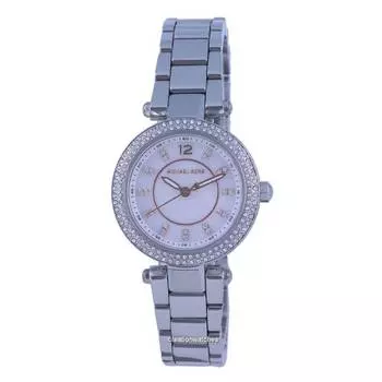 Michael Kors Mini Parker Crystal Accents Кварцевые женские часы с серебряным циферблатом MK6932 серебряный
