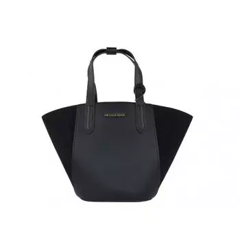 Michael Kors Portia Маленькая замшевая сумка-тоут из шагреневой кожи Женская черная
