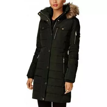 MICHAEL KORS Пуховик из искусственного меха с наполнителем 3 4 Пуховик цвета Dark Moss dark moss