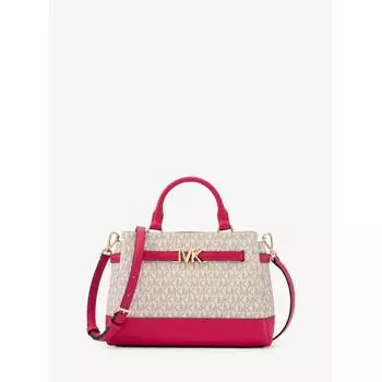 MICHAEL KORS REED Center Zip Belted Satchel Small MK Signature 35S3G6RS1B2613 Electro Pink Multi