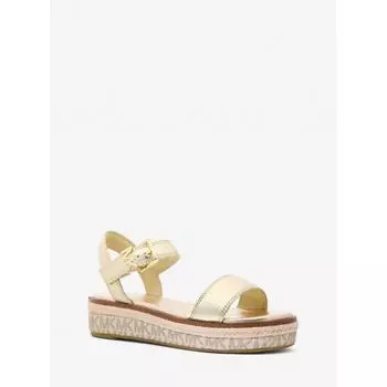 Michael Kors Richie Metallic Platform Espadrille Sandals 49r5rifp1m705 Pale Gold 5.5
