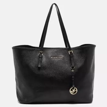 Michael Kors Saffiano Leather Medium Jet Set Travel Tote black