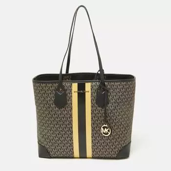 Michael Kors Signature Coated Canvas And Leather Eva Tote black