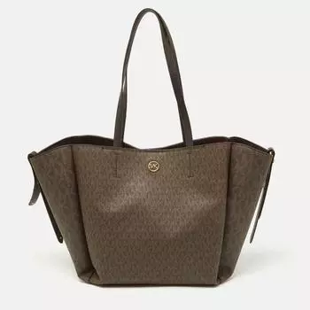 Michael Kors Signature Coated Canvas And Leather Freya Tote brown