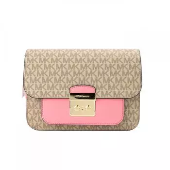 Michael Kors Sloan Editor Женская сумка через плечо из ПВХ чайной розы с клапаном среднего размера