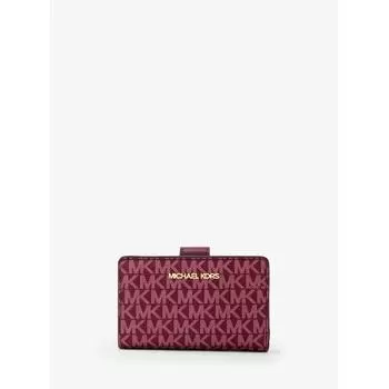 MICHAEL KORS [Специальная цена] JET SET TRAVEL Компактный кошелек на молнии, средний размер MK Signature 35S3GTVF6O6487 Темная вишня