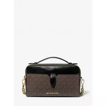 MICHAEL KORS [Специальная цена] JET SET ПУНКТ для телефона с двойной молнией Через плечо среднего размера MK Signature 35H3GTTC2B1 Черный